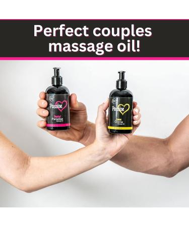 Passion Massage Oil for Couples - Set of 2 All-Natural Oils (Lemon Cr me & Tropical Paradise) | Full Body Relaxation & Aromatherapy - Buy Online on GoSupps.com