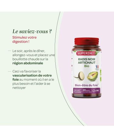 SUPERDIET - BLACK RADISH ARTICHOKE ORGANIC Liver well-being Herbal medicine Made in France 80 tablets - Buy Online on GoSupps.com