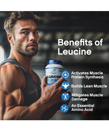 Confident Sports Leucine Supplement - 100% Ultra-Pure L-LEUCINE Supplements for Muscle Growth - Essential Amino Acids Supplement for Post-Workout Recovery - 450 Gram - 150 Servings -150 Day Supply - Buy Online on GoSupps.com