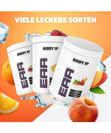 Body IP Perfect EAA - Peach Ice Tea | Essential Amino Acids for Muscle Building | Vegan Lactose-Free | 20 Portions | 500g | Made in Germany - Buy Online on GoSupps.com