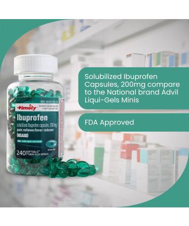 Timely Ibuprofen 200mg Softgels - 240 Liquid Mini Softgels for Pain Relief & Fever Reducer - Compare to Advil Liqui-Gels for Headache Menstrual Tooth Muscle & Arthritis Pain - Buy Online on GoSupps.com