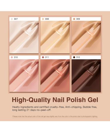AUBSS 6-Piece Autumn Winter Nude Gel Nail Polish Set - Skin Tones Neutral Soak Off UV LED Kit for Women - Buy Online on GoSupps.com