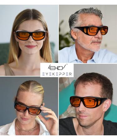 Buy Eyekeper Anti Blue Light Reading Glasses - Black +0.00 | 100% Blue Light Blocking Orange Lens Safety Glasses - Fits Over Glasses - Buy Online on GoSupps.com