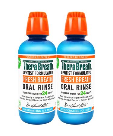 TheraBreath Fresh Breath Dentist Formulated Oral Rinse Icy Mint 16 Fl Oz (Pack of 2)