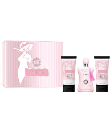 Hybrid & Company Women Delilah 3 Pcs Gift Set Contain 100ml Perfume 90ml Body Lotion 90ml Shower Gel Delilah Gift Set