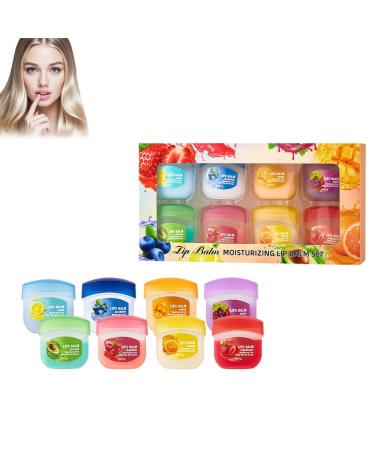 Fruity Lip Balm Set, Fruity Lip Care Set, Lip Balm 8 Pack, Moisture Lip Balm Set, Lip Balm Gift Set, Nourishing Lip Balm Set For Fading Lip Lines, Transparent Lip Gloss For Chapped Lips