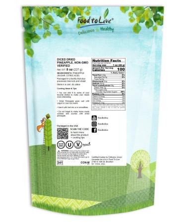 Dried Diced Pineapple 8oz - Raw Vegan, Sweetened, Unsulfured - Bulk for Culinary Use and Baking - Buy Online on GoSupps.com