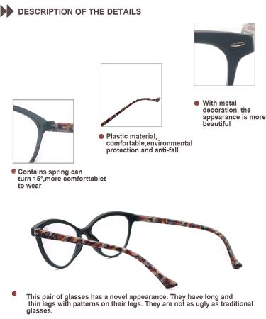 HEEYYOK Women Cateye Reading Glasses 4-Pack - 2.75 Strength - Comfort Spring Hinge - Mix Color - 4 Pack - Buy Online on GoSupps.com