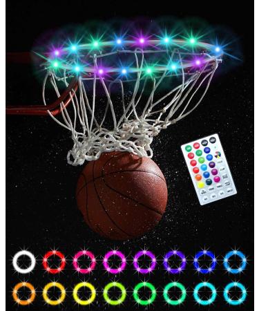 LED Basketball Hoop Light, Remote Control Light Up Basketball Hoop Waterproof Basketball Rim LED Light 17 Color and 7 Lighting Modes Basketball Gift for Kids Adults, Bright to Play at Night Outdoors