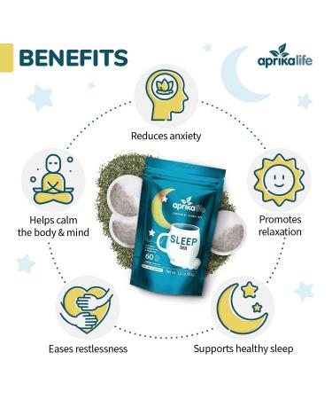 Aprika Life Sleep Tea: 100% Natural Herbal Blend for Relaxation and Restful Sleep - 60 Bags - Buy Online on GoSupps.com
