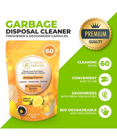 60-Count Lemon Scent Garbage Disposal Cleaner Capsules - Freshener & Deodorizer - Buy Online on GoSupps.com