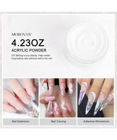 Morovan Clear Acrylic Powder 60g - Professional Nail Extension Powder for Carving Nails - No Nail Lamp Needed - Buy Online on GoSupps.com