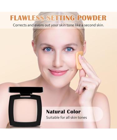 Apooliy Setting Powder Oil Control Pressed Powder Long-Lasting Matte Face Powder Pore Minimization Flawless Finishing Powder Makeup Portable Face Powder Compact with Mirror and Puff Ivory White - Buy Online on GoSupps.com