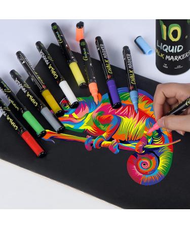 ZODDLE Liquid Chalk Markers - 1mm Extra Fine Tip, 10 Vibrant Colors - Erasable Marker Pen for Blackboards, Chalkboard, Glass, Window, Label - Liquid Chalk-10 - Buy Online on GoSupps.com