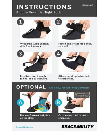 Buy Braceability Plantar Fasciitis Night Sock - Soft Stretching Boat Rail Achilles Tendon Relief & Heel Pain Compression Cuff (Small) - International Shipping Available - Buy Online on GoSupps.com