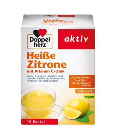 Double heart hot lemon - vitamin C and zinc to support the normal function of the immune system - 10 bags hot lemon + vitamin C + zinc 10 pieces (1 Pack)