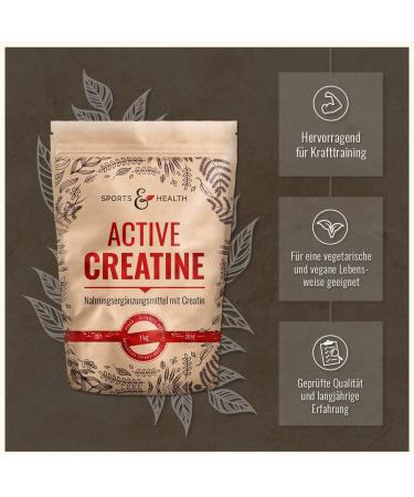 Active Creatine Monohydrate 1kg - Vegan Additive-Free 3g Creatine per Portion - High-Dosed Performance Boost - Buy Online on GoSupps.com