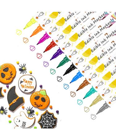 Food Coloring Marker Pens 12Pcs - Dual Sided Edible Markers for Cake Decorating & Baking - Fine & Thick Tip Gourmet Writers - 12 Count Pack - Buy Online on GoSupps.com