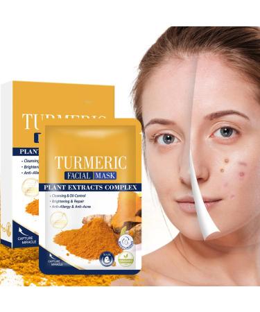 Turmeric Face Ma-sk | 10 Moisturizing Turmeric Ma-sk | Facial Ma-sk With Turmeric Extract | Turmeric Face Skin Care Patchfor Brightening Skin Tone/hydrating/relieving Dullness