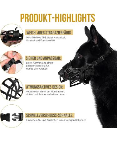 Oneigris Soft Muzzle for Dogs - Durable Adjustable Rubber Muzzle for Medium & Large Dogs | Prevents Barking & Biting (XXL) - Buy Online on GoSupps.com