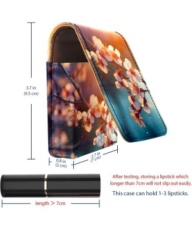 Buy Leather Lipstick Case Organizer with Mirror | Mini Lip Gloss Holder Bag - Flower Tree Sunrise Landscape - Buy Online on GoSupps.com