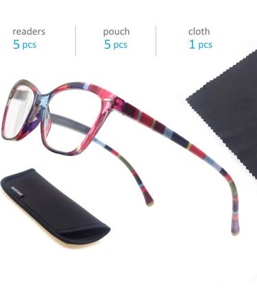 MODFANS 5 Pack Women's Reading Glasses 1.0 - Stylish Comfortable & High Quality Reading Aid +1.00 - Buy Online on GoSupps.com