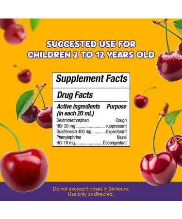 Children s Cough Syrup and Chest Congestion Support 4Fl Oz - Wellness Formula Dextromethorphan and Guaifenesin - Non Drowsy Alcohol Free Kids Mucus Relief and Cough Suppressant Cherry Childs 4 Fl Oz - Buy Online on GoSupps.com