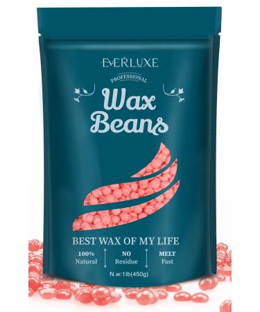 EVERLUXE Wax Beads  15.8 oz Hard Wax Beans for Hair Removal Sensitive Skin with Rose Formula  Hard Wax Perfect for Full Body  Bikini Hard Wax Beads for Brazilian waxing (pink)