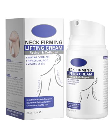 Neck Firming Cream 50ml - Tighten and Lift Neck Cream with Retinol Collagen Hyaluronic Acid Vitamin B5+E for Smoothing Wrinkles & Fine Lines Firming & Lifting Skin