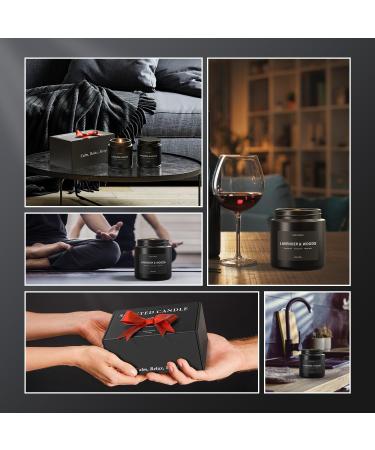 Fragrance Candles Gift Set - Soothing Lavender & Wooden Smoke - 60 Hours of Long-Lasting Aroma - Perfect Gift for Men & Women - Elegant Black Glass - Buy Online on GoSupps.com