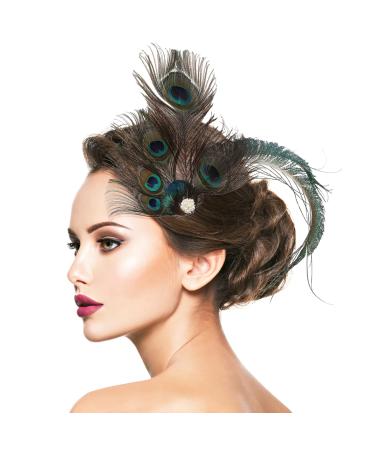 LALAFINA Barrette Jeweled Headbands for Women Peacock Fascinator Bride Headpieces for Wedding Facinator Peacock Fascinators for Women Bridal Headpiece Bridal Headdress Hair Miss