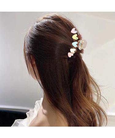 6 PCS Colorful Heart Shaped Large Hair Claw Clips for Women & Girls | Strong Hold Non Slip Matt Clips for Thin, Thick, Curly Hair | Hair Accessories - Buy Online on GoSupps.com