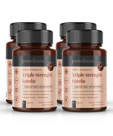 Triple Strength Lutein 30mg x 360 Tablets (4 Bottles of 90) 30mg Lutein & 1000mcg Zeaxanthin per Tablet