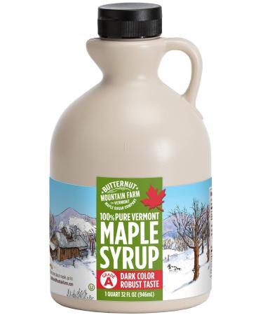 Butternut Mountain Farm Pure Vermont Maple Syrup, Grade A, Dark Color, Robust Taste, All Natural, Easy Pour, 32 Fl Oz, 1 Qt (Prev Grade B) Dark Robust 32 Fl Oz (Pack of 1)