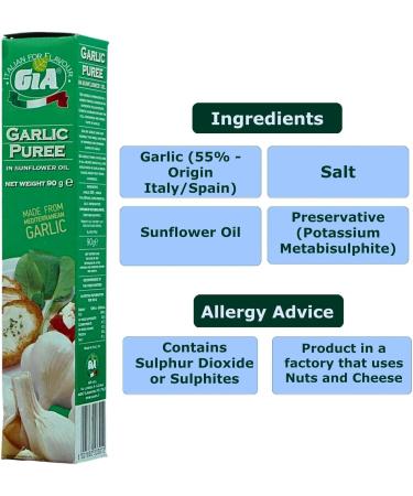 Gia Garlic Puree Bundle - 4 Pack of 90g Sunflower Oil Infused Garlic Puree - Buy Online on GoSupps.com