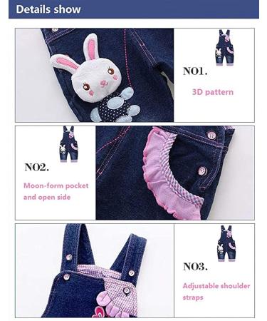 Kid's Cool Space Baby Girl Jean Overalls 6-12 Months Blue-1301 | Toddler Denim Cute 3D Bunny Outfit - Buy Online on GoSupps.com