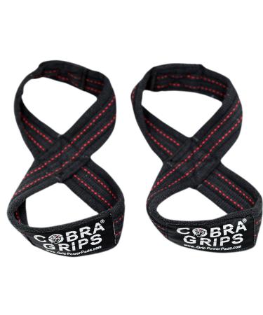 Deadlift Straps Figure 8 Loop Lifting Straps The #1 Choice for Power Lifters weightlifters Workout Enthusiasts 70 cm Up to 8.0" Wrist Circumference Black with RED Strips