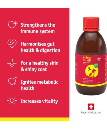Anima-Strath Natural Food Supplement for Dogs & Cats | Immune System & Digestive Care with 61 Vital Nutrients Vitamins Minerals Amino Acids & Prebiotic Qualities | BARF Diet Food Topper (250 ml) Herbal 250 ml (Pack of 1) - Buy Online on GoSupps.com