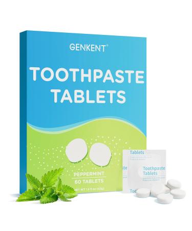 GENKENT Toothpaste Tablets Fluoride & Plastic Free Chewable Toothpaste Tabs Eco & Travel Friendly (60 Count)