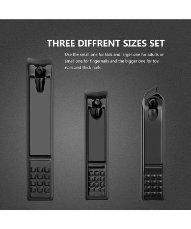 Nail Clippers Set: Black Matte Stainless Steel Fingernail & Thick Toenail & Ingrown Nail Clippers - 3 pcs Cutter for Men and Women (Black) - Buy Online on GoSupps.com