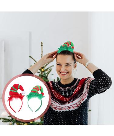Lurrose 2pcs Christmas Headband Set - Santa Hat & Striped Clown Hair Hoops | Festive Party Favor Gifts (Mixed Colors) - Buy Online on GoSupps.com