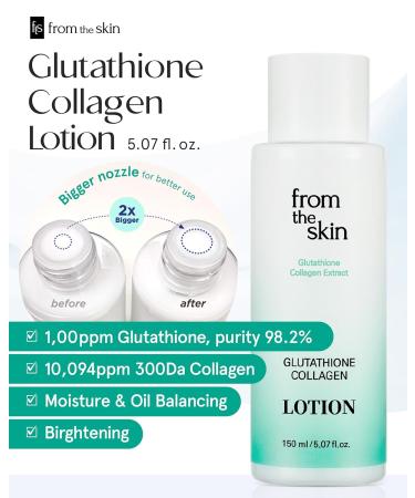 Glutathione Collagen Lotion - Intense Hydration & Firming for Dry Skin - Radiance Boost Fast-Absorbing Non-Greasy with Panthenol & Lactobacillus - 5.3 fl.oz - Buy Online on GoSupps.com