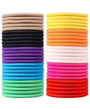 JCF Elastic Hair Bands 50Pcs Multicolor Elastic Hair Ties Ponytail Holders 4mm Hair Bobbles Hairbands for Women and Girls(Multicolor)