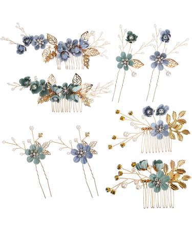 DOITOOL 2 Set Hairpin Bridal Hair Clip Flower Hair Clips for Women Wedding Womens Hair Clips Wedding Hair Clip Bridal Hair Comb Bridal Hair Accessories Bun Bridesmaid Crystal Zinc Alloy