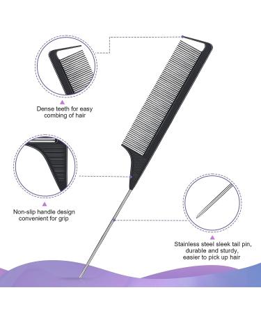 4Pcs Hair Brush Styling Combs Set - Bristle Hair Edge, Teasing, Rat Tail & Wide Tooth Comb for Smoothing and Styling Hair - Black - Buy Online on GoSupps.com