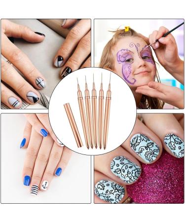 Nail Art Liner Brushes 7/9/11/15/25mm Super Fine Nail Art Long Striper Pen Set for Thin Lines Tiny Details Fine Drawing Delicate Coloring Elongated Lines(Gold) Glod - Buy Online on GoSupps.com
