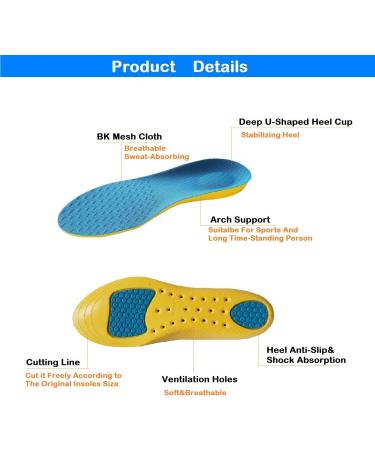 Insoles for Men & Women - Shock Absorption Comfort Inserts for Running Walking Hiking & All-Day Support - Buy Online on GoSupps.com