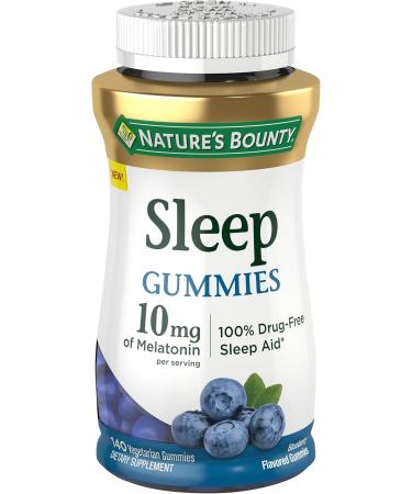 Nature's Bounty 10 mg Melatonin Gummy, 100% Drug Free Sleep Supplement, 10 mg, Blueberry, 140 Ct Blueberry 140 Count (Pack of 1) - Buy Online on GoSupps.com