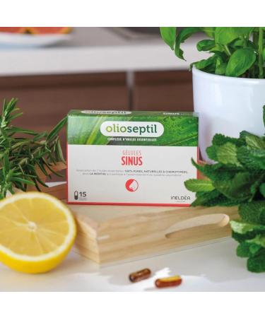 OLIOSEPTIL - Sinus - Participe au Fonctionnement Optimal du Syst me Respiratoire - Complexe de 7 Huiles Essentielles Pures et Ch motyp es en G lules V g tales L-Vcaps - 15 G lules Lot de 1 - Buy Online on GoSupps.com