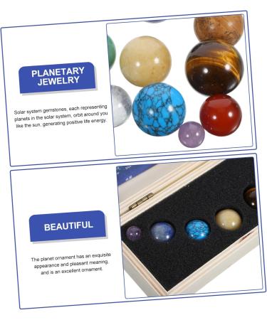 Solar System Crystal Ornament Set - 9 Planets Statue with Wooden Stand | Home D cor & Mineral Display - Buy Online on GoSupps.com